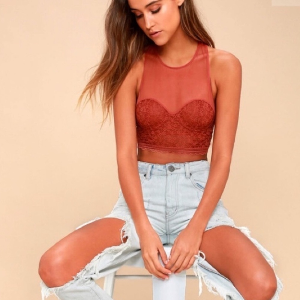 Free People stay with me bralette crop top adobe